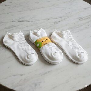 NWT Women HUE Sport Short Rib Socks 6-Pk White Thick Stretch Cotton Low-Cut
